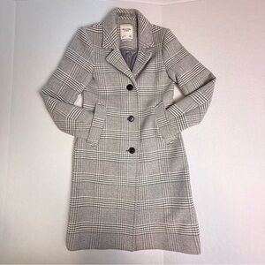 The A&F Dad Coat Plaid Wool Blend Overcoat Women’s Size XXSP Gray Classic